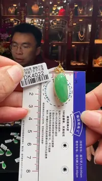 【闪购商品】翡翠颈饰18K金镶嵌DK4022冰绿福瓜