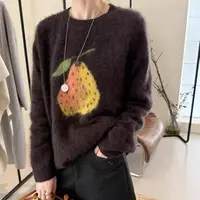 【褚培培自制】CHUPEIPEI/100%绵羊毛/秋冬可爱风一颗小梨子打底女