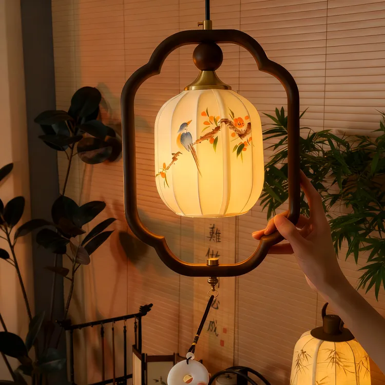 宋代美学吊灯卧室床头书房茶室小吊灯新中式国风玄关过道吊灯