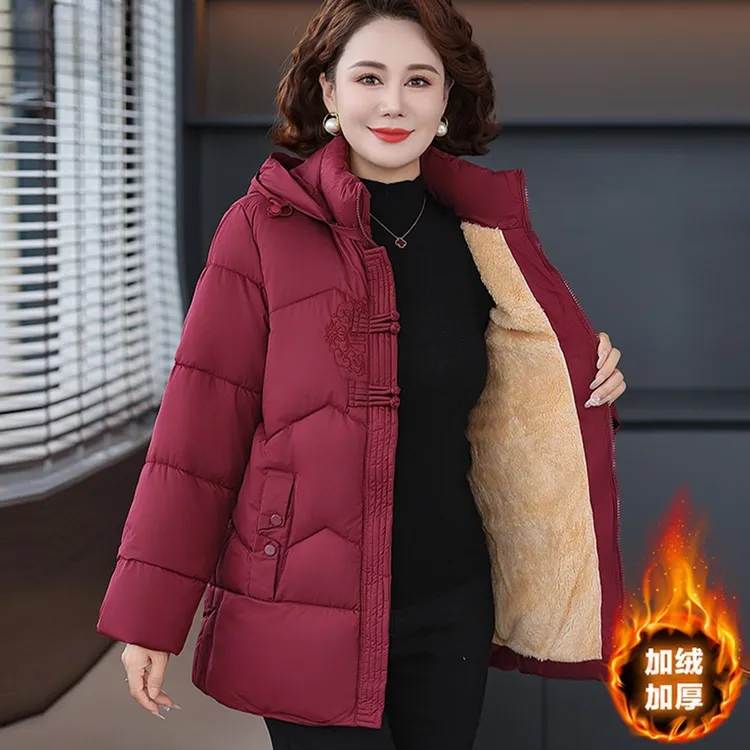 妈妈冬装国风加绒棉服外套新款中老年人女装50岁60岁秋冬棉衣棉袄