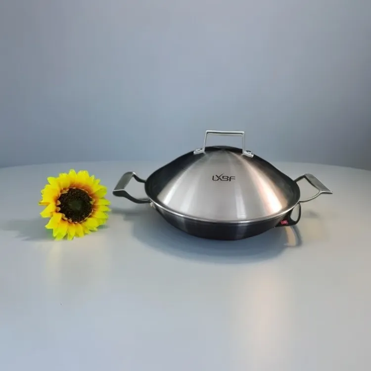 不锈钢双耳炒锅家用厨房饭店炒锅