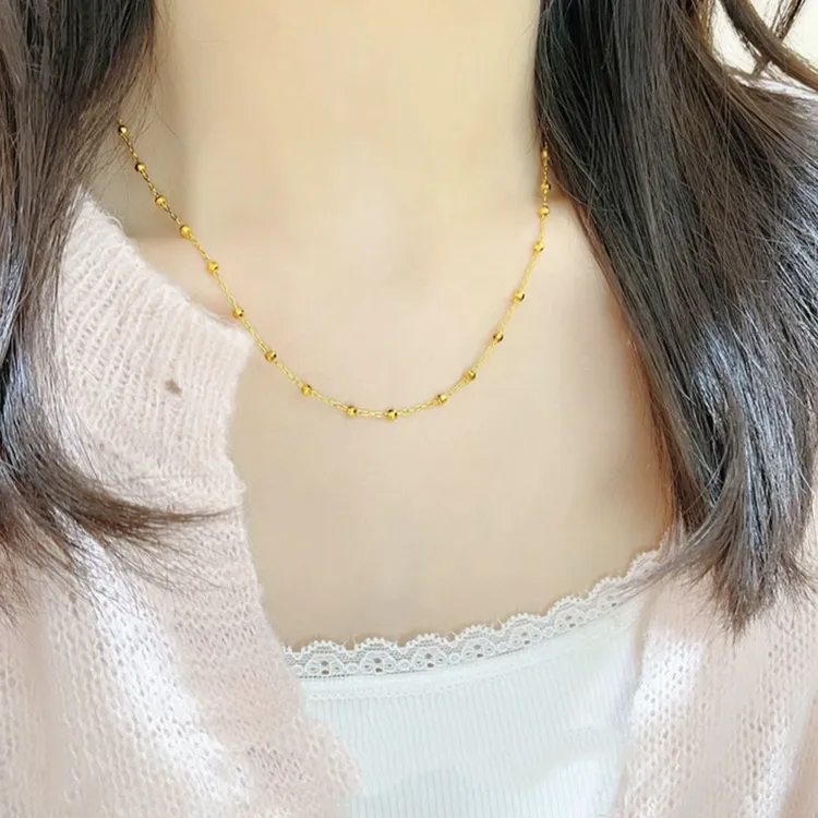 铜合金项链  满天星素链锁骨链爆闪镭射珠女士项链高级感轻奢百搭