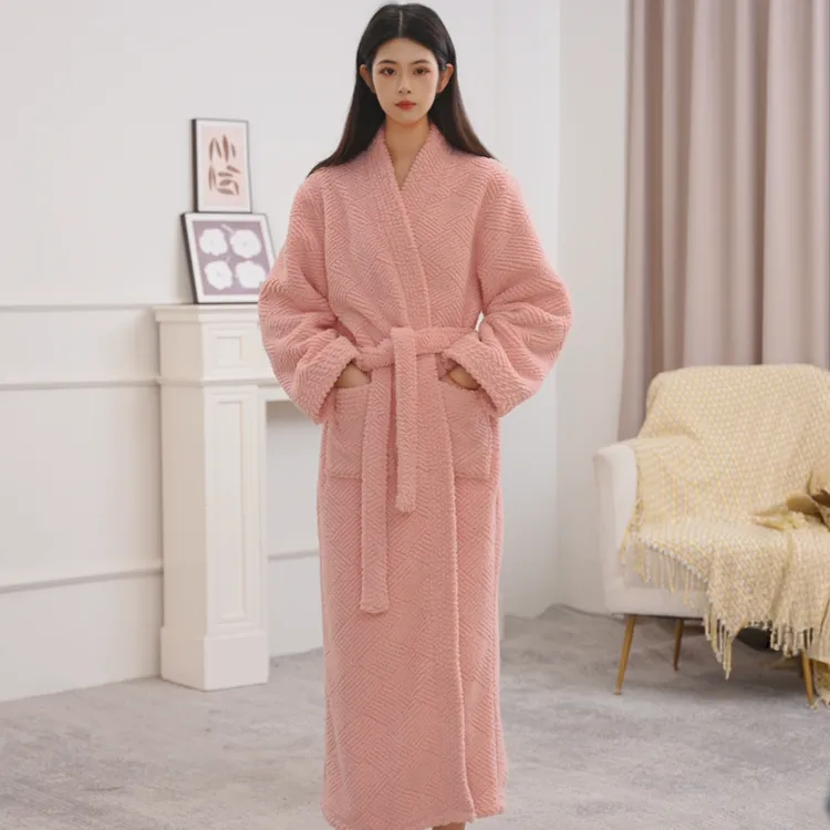 浴袍女吸水速干冬季加绒加厚保暖浴衣洗完澡穿的睡袍浴巾家居服