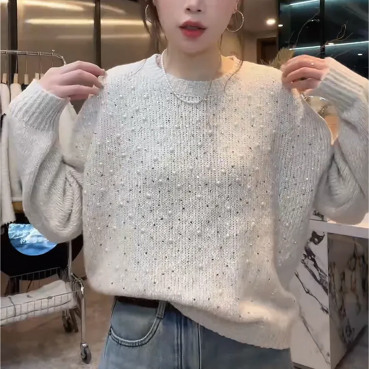 【璀璨星河】毛衣新款宽松上衣洋气时尚秋冬内搭针织衫女LK2509062