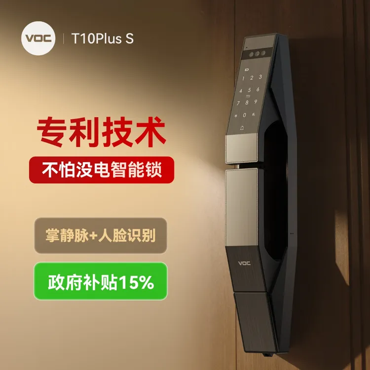 VOC智能门锁T10Plus S（人脸+掌静脉+上下双监控+双系统+不断电）
