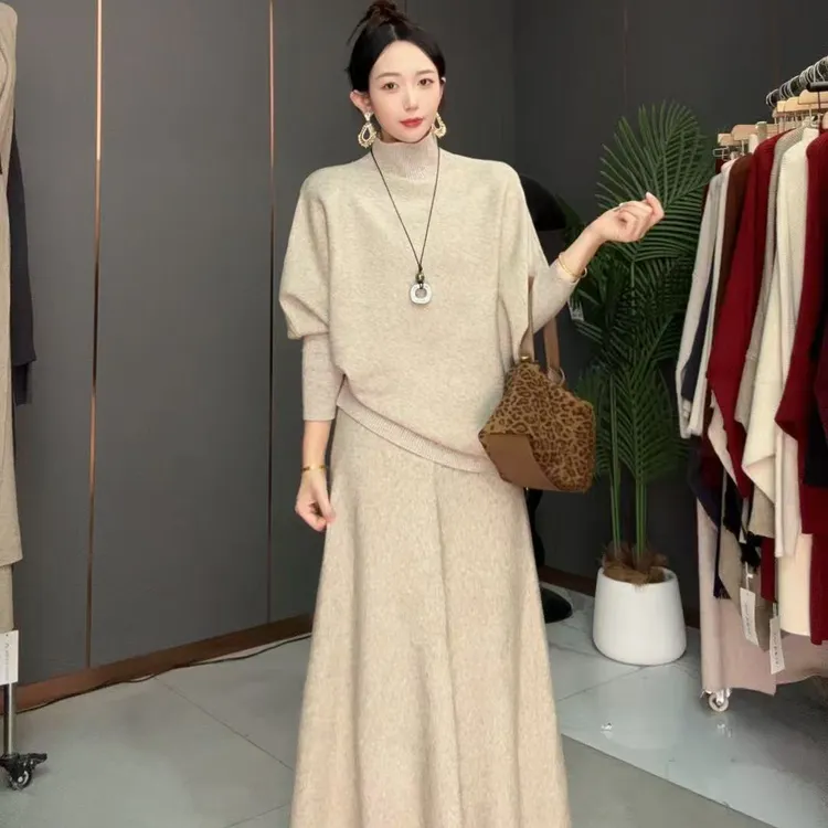 A81极简轻熟风蝙蝠袖时尚针织新款慵懒显瘦百搭