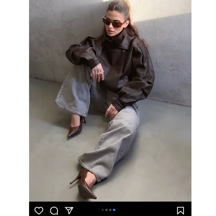 ARORAN机车皮夹克ins博主同款秋季新款宽松洋气百搭美式皮衣