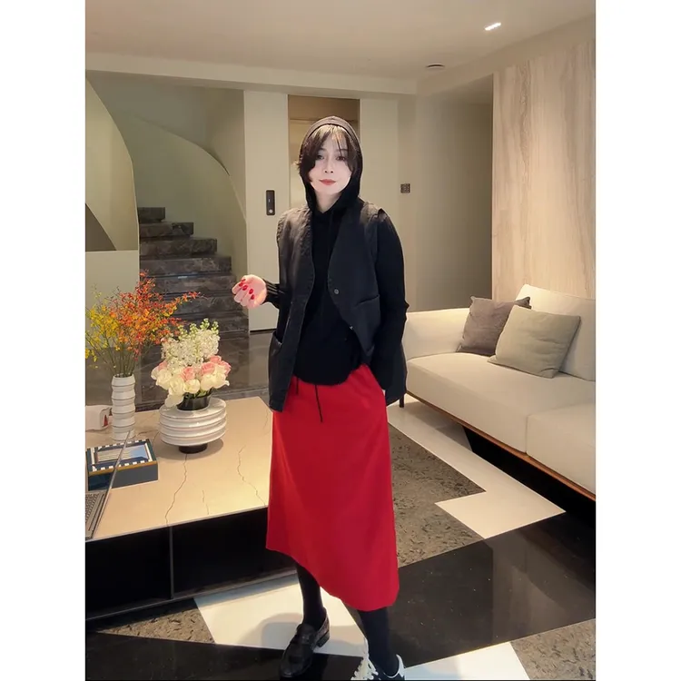 SHIIEELLV领大口袋牛仔棉马夹P5011MJ1213