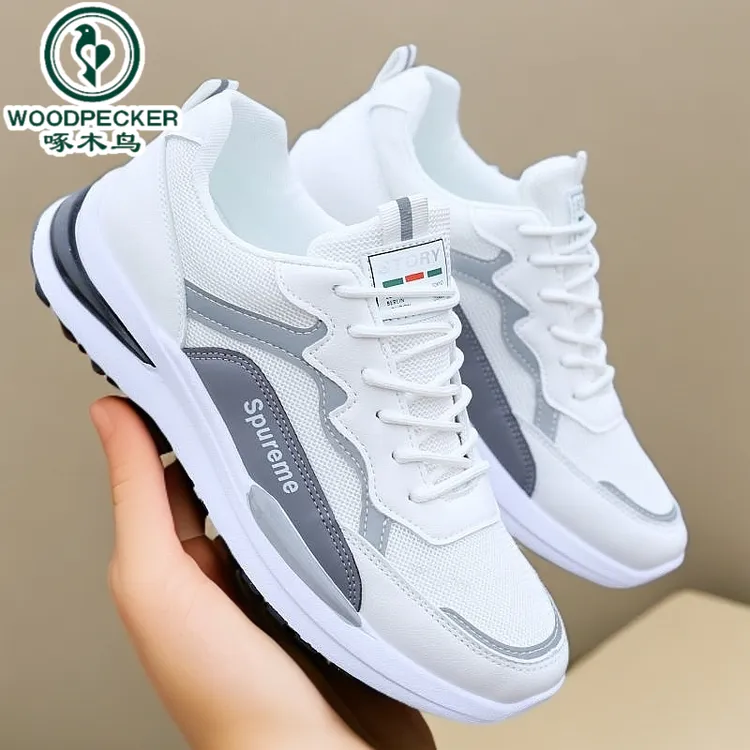 【正品】啄木鸟夏季透气男鞋2025新款男款网面运动休闲跑步学生小白