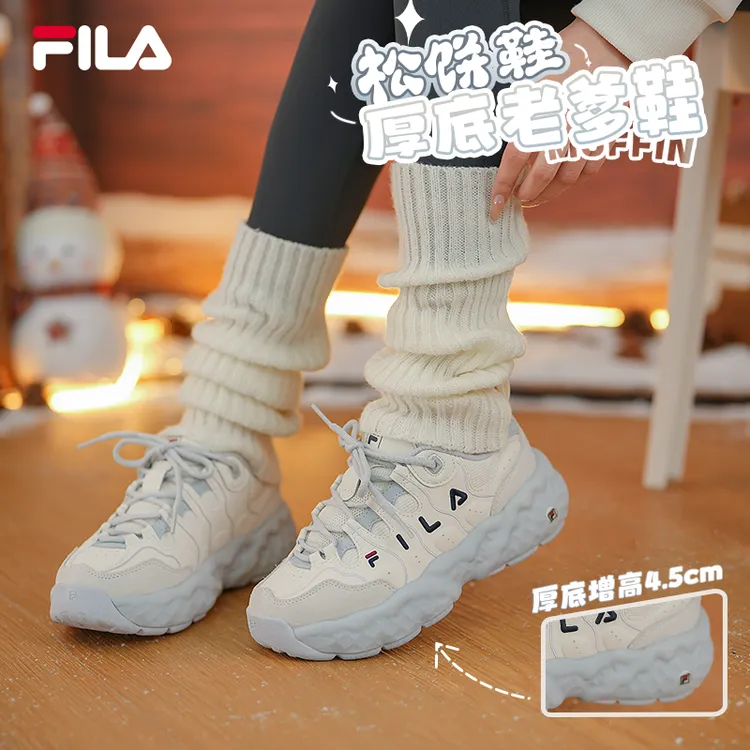 FILA斐乐杨幂同款【松饼鞋女】秋冬时尚百搭潮流复古厚底增高老爹鞋
