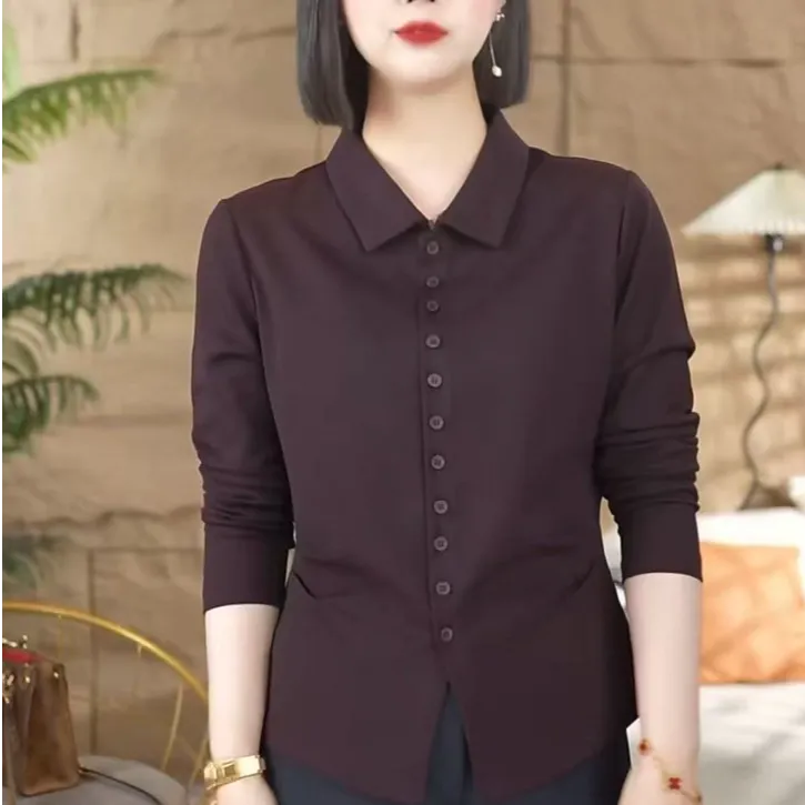 2025套头6扣秋装简约收腰衬衫斜门襟扣女气质百搭格子上衣衬衣
