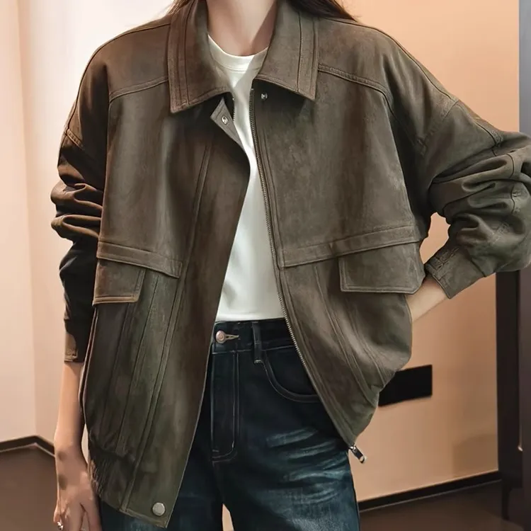 美洋MEIYANG 冷雾外套 男友风~绗棉保暖翻领拉链夹克上衣【宽】