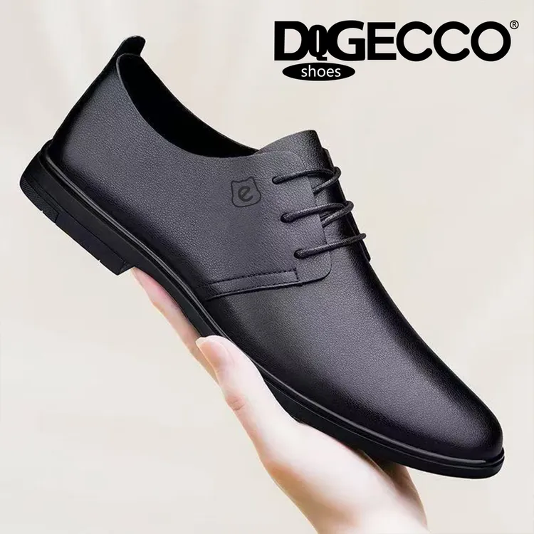 DQGECCO爱步特伦秋季商务休闲皮鞋男士真皮透气薄款软底软皮系带