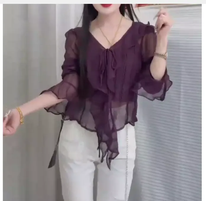 2025夏季新款同款洋气减龄韩版爆款薄款上衣裤子女珍A12