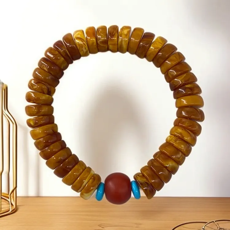 12mm老药片盘珠战国红原创设计中国风手串手链B01