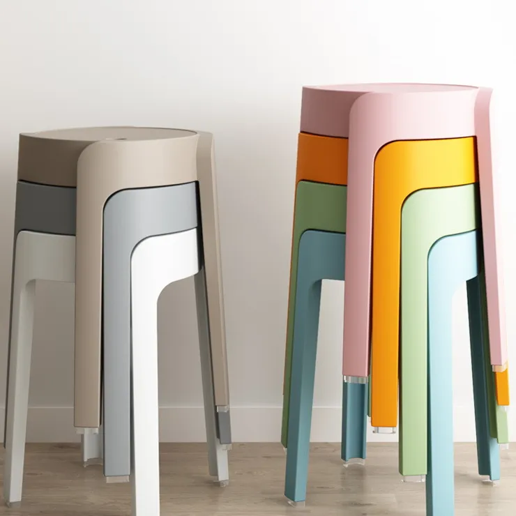 云沐语塑料凳子客厅加厚风车凳吃饭餐凳圆凳家用可叠放小户型餐椅