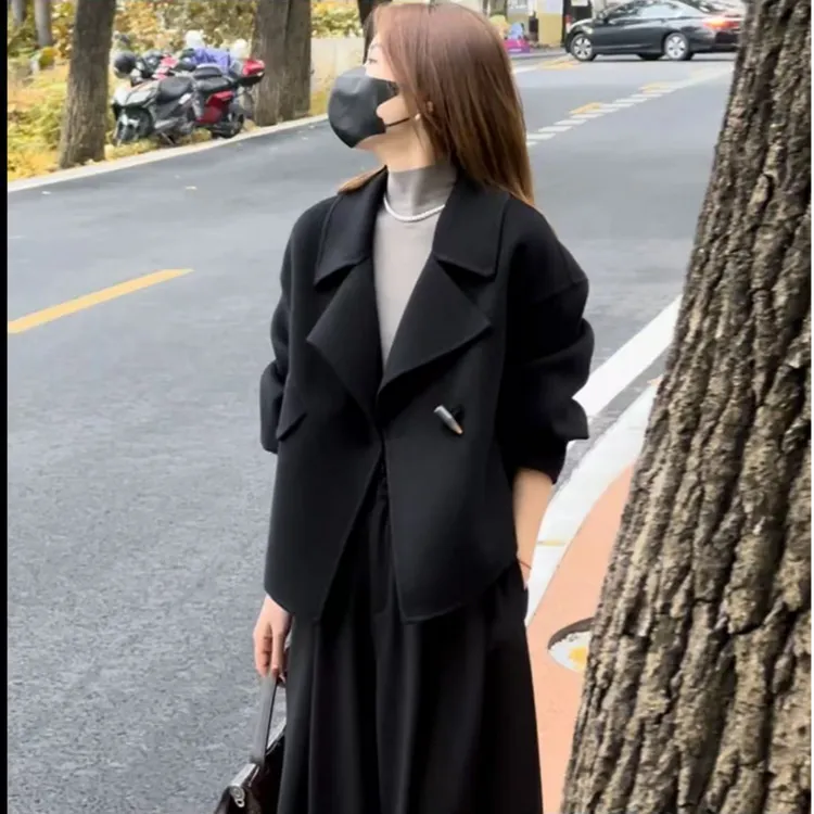 2025秋冬季新款羊毛大衣外套双面呢大衣女款毛呢大衣女韩版宽松