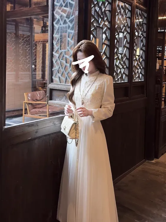 新中式温婉仙气开衫改良旗袍连衣裙女2025秋季新款古典国风两件套