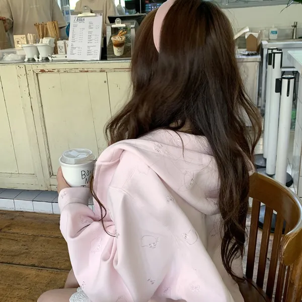 CallmeEar//【重工猫咪万针刺绣480克重卫衣】连帽拉链卫衣外套女