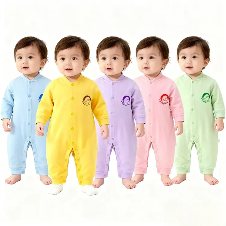 新款多色无骨蜂巢温变舒适保暖衣男女宝宝爬爬服婴幼儿衣服连体衣