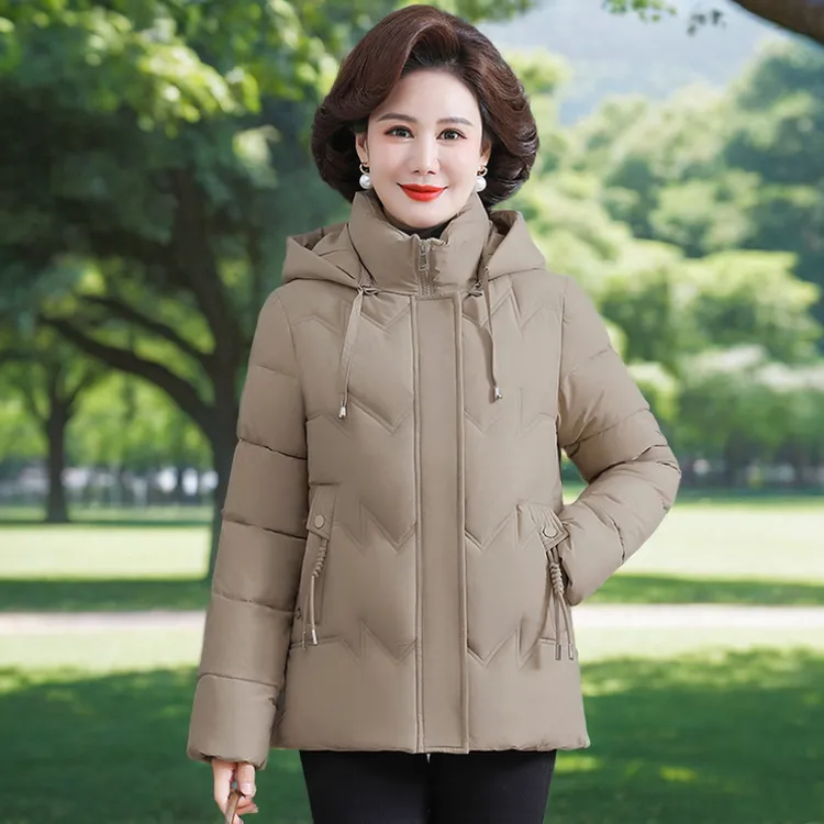 中老年妈妈装棉衣女短款冬装加厚大码女式遮肚子显瘦