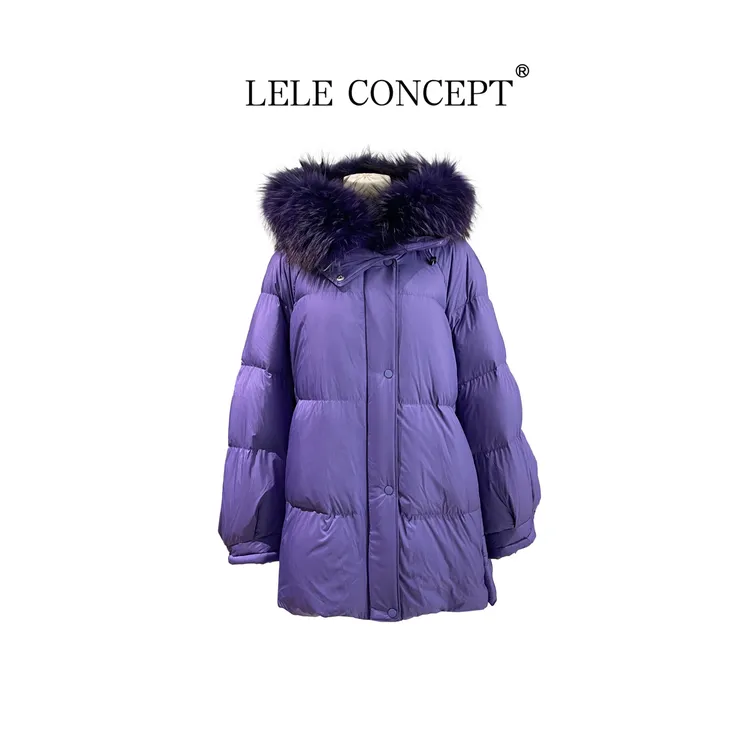 LELE CONCEPT「北极初雪」气质貉子毛女款白鹅绒服FY25D0234Y
