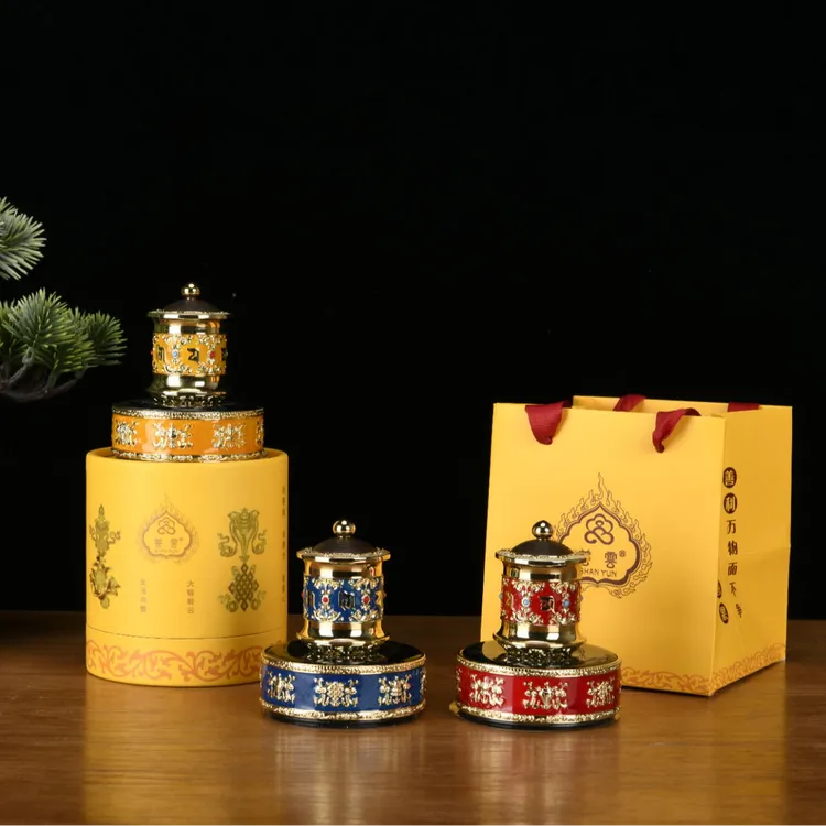 迷你版太阳能转金筒车载家用摆件金轮k金贴钻