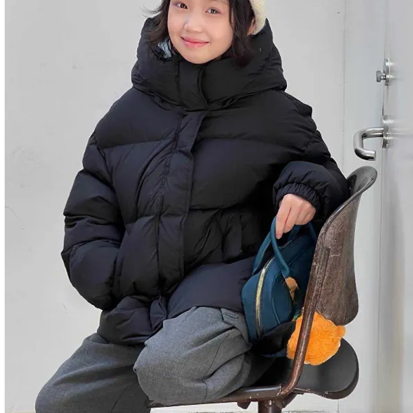 儿童冬季新款时尚休闲连帽中长款中国风女童羽绒服加厚童装35059