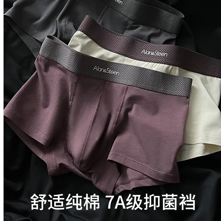 轻奢时尚简约舒适透气男士内裤舒适休闲新款纯棉四角平角裤短裤