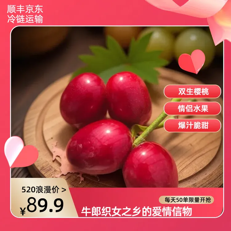 【520限定】牛郎织女之乡美早大樱桃情侣果七夕非遗4J3斤空运现摘