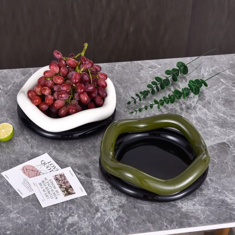 新主义陶瓷个性果盘创意果盘入户收纳盘置物盘简约家用轻奢咖啡杯