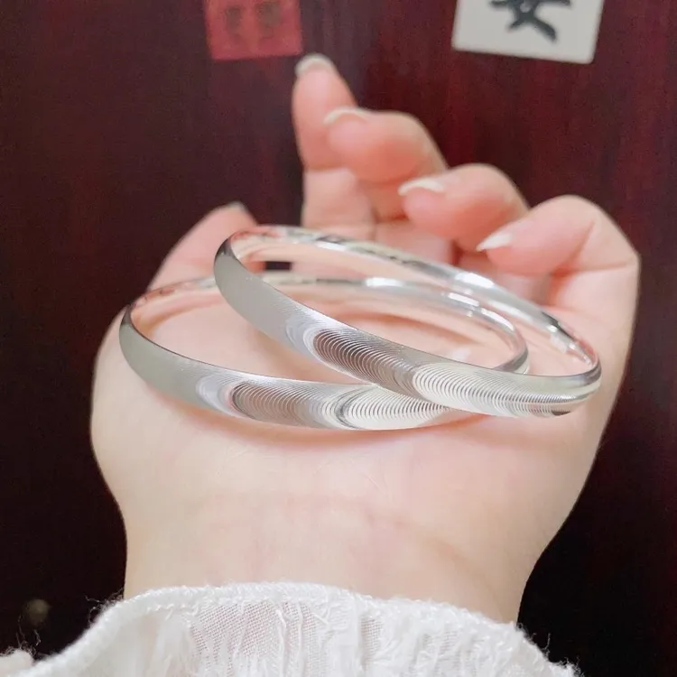 传承款时尚爆款足银猫眼新款闪亮闭口银手镯七夕节送女友礼物