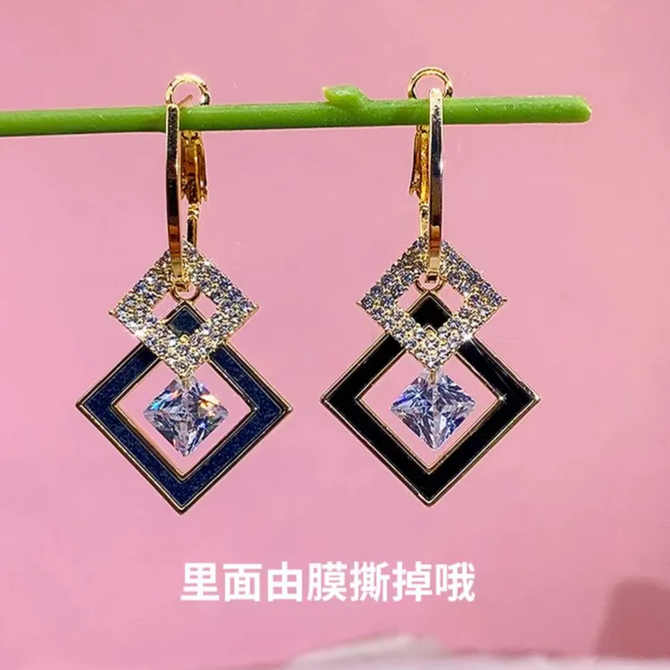 铜合金耳饰 （140号）925银几何菱形吊坠气质女神时尚百搭设计