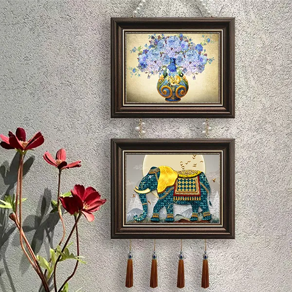 两联 送珍珠 风格风景装饰画沙发背景墙艺术油画客厅卧室时尚挂画