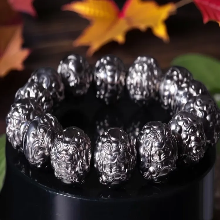 合金手链 龙生九子钛合金烤蓝工艺手串珠吊坠珠单颗珠子直径20mm