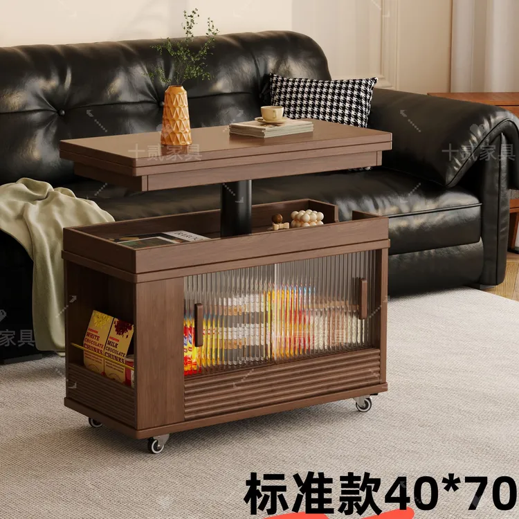 实木茶几可移动升降折叠茶几客厅家用角几新款小户型推车沙发边几