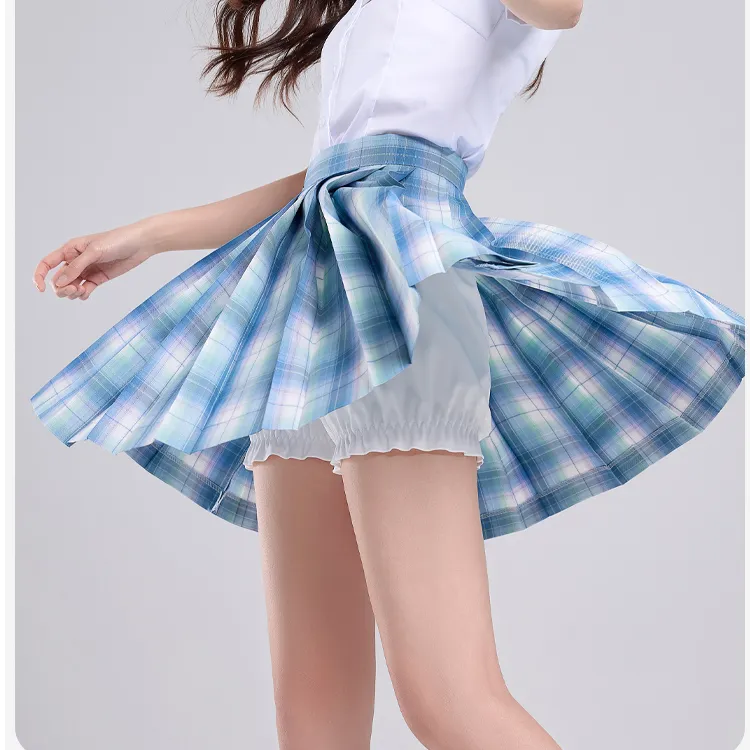日系jk制服南瓜裤学院风百褶裙夏季格子安全裤薄款夏天短款透气