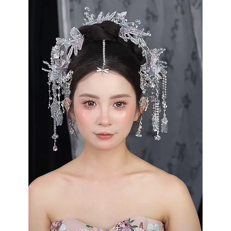 合金婚庆饰品 2025新款重工新娘中式饰品爆款412