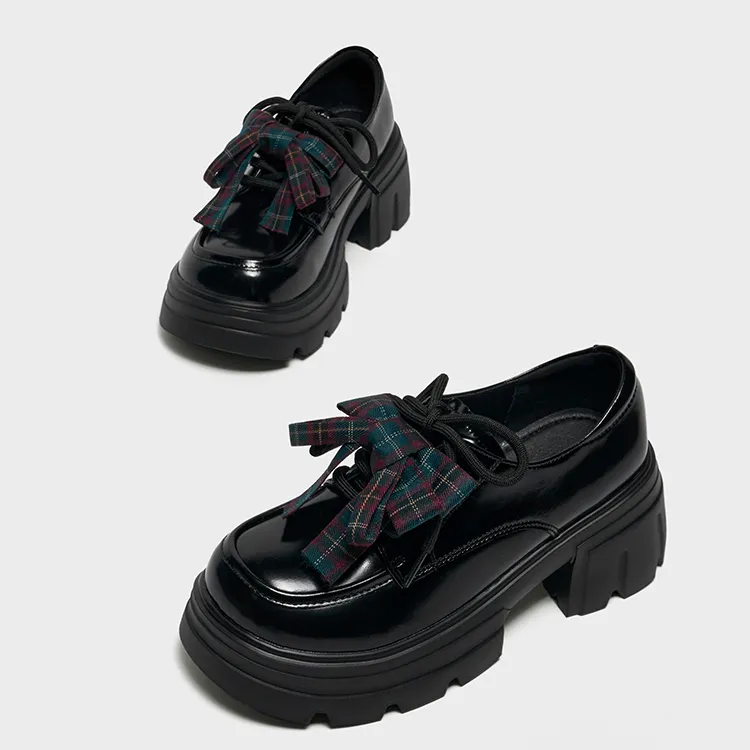 IEF/爱依服2025秋季新款复古英伦风蝴蝶结设计百搭圆头厚底牛津鞋