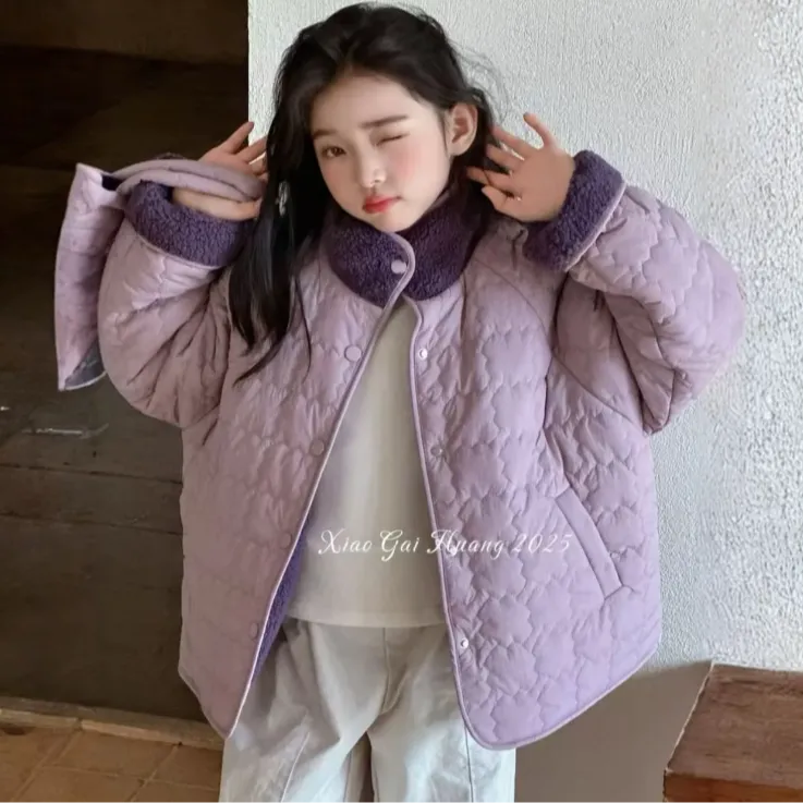 【双面穿】女童冬季摇粒绒立领棉服女宝宝休闲百搭洋气保暖外套