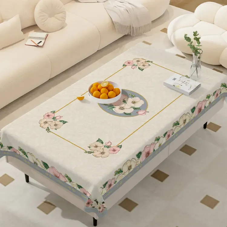 【新品】新中式长方形防水免洗桌布餐桌防油防烫桌布防尘罩桌旗桌垫