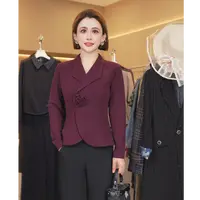 W8013小香风短外套女短款时尚小西装职业亮丝通勤上衣2025秋装