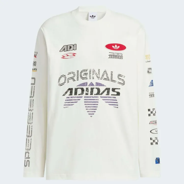 阿迪达斯MOTO LONGSLEEVE赛车风运动宽松长袖T恤KH1200