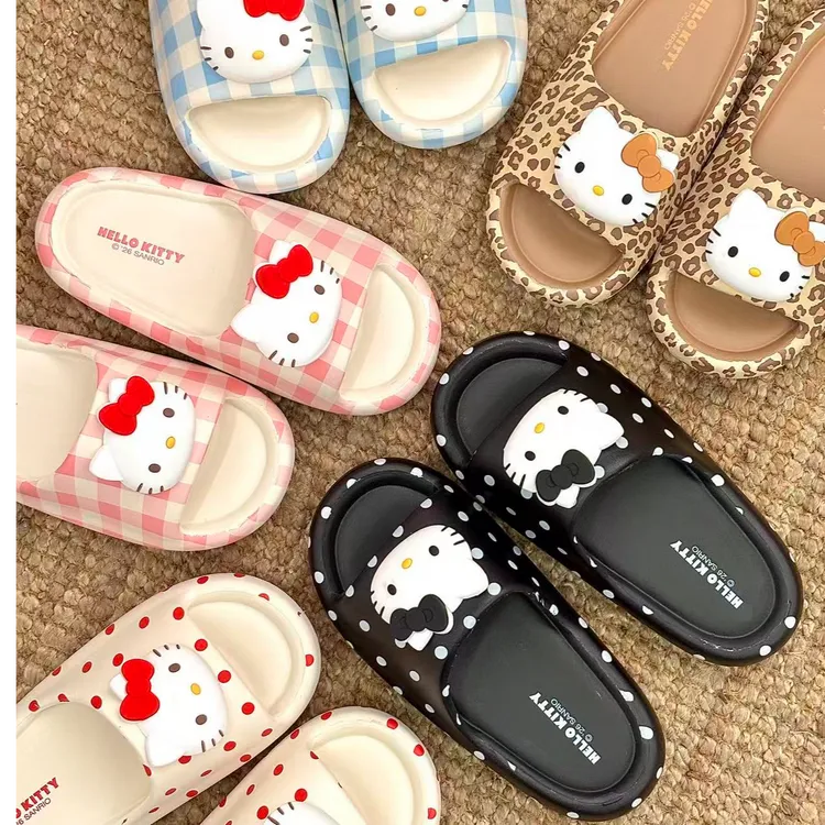 三丽鸥正版授权HelloKitty波点凉拖鞋女夏卡通可爱防滑一字拖可爱