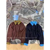 【YIBUDAOWEI】衬衫领袖口拼接撞色套头山羊绒毛衣 8828