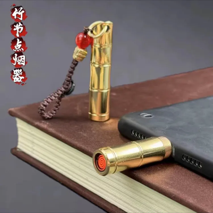 新款黄铜可盘玩火折子吹一吹点烟器挂件充电便携USB充电打火机