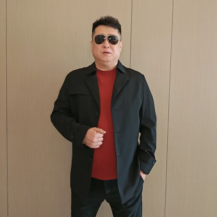 时尚加大码百搭轻奢男士加肥翻领商务休闲风衣春季上新大码男装KP