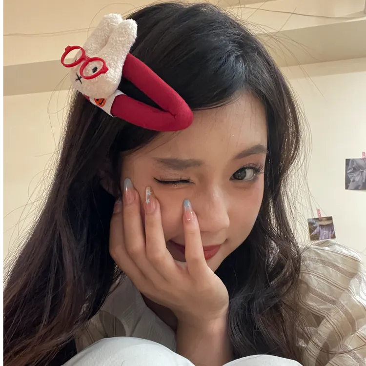 元气满满可爱毛绒KT猫发夹甜美酒红少女心BB夹卡通百搭ins发卡