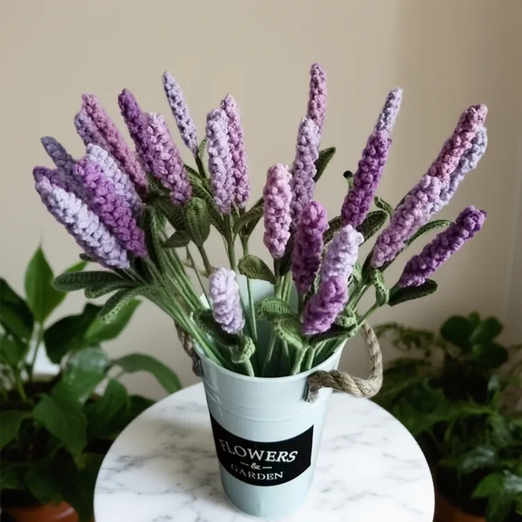 成品手工钩织毛线花薰衣草花朵永生花创意仿真花闺蜜情人节日礼物