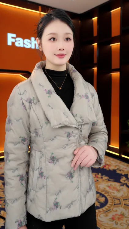 杭州高定正品刺绣羽绒服2025上新冰川银定制刺绣保暖外套YRF5013